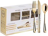 N9R 300PCS Gold Plastic Silverware 