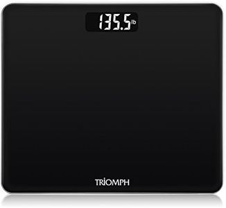 Triomph Precision Basic Digital Body Weight Scale Bathroom Scale with Step-On Technology, 6mm Tempered Glass, 400 Pounds Weight Loss Monitor, Black