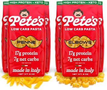 Pete's Pasta 6 Pack Low Carb Pasta - 3 Pack Elbow + 3 Pack Penne, High Protein Pasta - Authentic Italian Keto Pasta Noodles - Imported from Italy