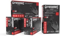 GLOVEWORKS Black Disposable Nitrile Industrial Gloves, 5 Mil, Latex & Powder-Free, Food-Safe, Textured, Large, 4 Boxes of 100