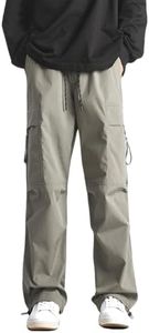 Bacrelax Cargo Pants for Men Quick Dry Waterproof Joggers Lightweight Sweatpants Drawstring Hiking Parachute Pants Pockets Green