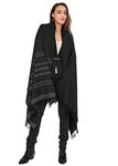 likemary Pashmina Shawl Wraps for Women – Merino Wool Scarf, Travel Blanket & Wrap – Warm, Handmade, Multi-Use - Black 1 Stripes Shawl