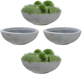 Sunnydaze Percival 20.75" Shallow Outdoor Planter Bowl for Flowers and Succulents - Polyresin Double-Walled Design - Gray - Set of 4