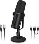 PROAR XLR/USB Dynamic Microphone, PC Computer Microphone for Podcasting, Vocal Recording, Live Streaming, Gaming & Voice-Over, All Metal Professional Studio Mic Kit with Noise Cancelling, USB-C Port