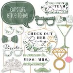 Big Dot of Happiness Boho Botanical Bride - Greenery Bridal Shower and Wedding Party Photo Booth Props Kit - 20 Count