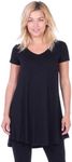 Popana Womens Short Sleeve Summer Tunic Tops to Wear with Leggings Loose Fit Plus Size Made in USA 2X Black