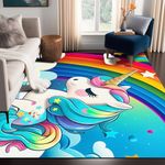 FUYEUN 5' x 7' Unicorn Rugs for Kids Girls Bedroom Rainbow Area Rug Carpet Living Room Washable Doormats Women Indoor Non-Slip Floor Mat