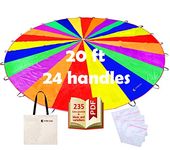 VOMLINE Play Parachute for Kids 12ft 20ft Dirt Resistant Handles Rainbow Parachute Kids Party Games Outdoor Toys Children Parachute Kids Play Parachute Toy