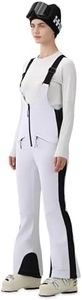 HIGH EXPERIENCE Womens Ski Bib Pants Slim Fit Soft Shell Snow Skinny Fitted Snowboard Insulated Waterproof Windproof Warm (White, Medium)