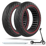 OUXI 2 Pack 10 x 2.125 Solid Tyre, 10 inch Solid Tyre Pure Electric Scooter Puncture Proof Rubber 10x2.125 Solid e-scooter Tyre Explosion Proof Tire Replacement Wheel Front/Rear 2PCS Red