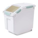 Toolzia Rice Dispenser 10kg with Scoop, Airtight Rice Storage Container Dry Food Dispenser Large Sealed Grain Containe Bin (Cyan)