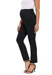 Foucome Women's Maternity Pants for Work Over The Belly Bootcut Dress Pants Stretch Pregnancy Trousers, A-black, Large