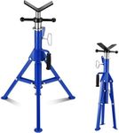 V Head Pipe Stand 1/8"-12" Capacity,Adjustable Height 28"-52,Pipe Jack Stands 2500 Lb,Portable Folding Pipe Stands, Carbon Steel Body More Durable for Welding, Automotive,Construction Projects