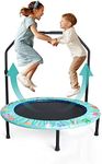 Mini Trampoline for Kids, 36Inch Trampoline with Adjustable Handle,Kids Trampoline with Foldable Bungee Rebounder Adjustable Handrail and Safety Padded Cover Trampoline for Indoor&Outdoor (Green)