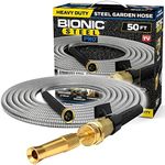 Bionic Steel PRO Metal Garden Hose 50 Ft with Nozzle, 304 Stainless Steel Water Hose, 50 Ft Garden Hose Tough & Flexible, Lightweight, Crush Resistant, Kink & Tangle Free, Rust Proof - 2024 Model