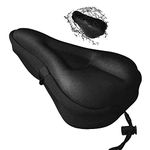 YHT Gel Bike Seat Cover, Extra Soft and Comfortable Bicycle Seat Cushion, Water&Dust Resistant Bike Saddle Cover with Large Memory Foam and Gel Padding, for Indoor and Outdoor Bicycles, Black