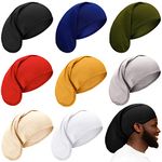 8 Pieces Unisex Dreadlock Cap Dreadlock Spandex Cap Long Hair Dreads Head Wrap Sleep Bonnet Full Cover for Men, 15 x 9 Inch, Multi Color, One Size