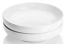 DOWAN Porcelain Serving Plate Bowls - White Serving Bowls for Salad, Pasta Soup and Fruit, Large Serving Dishes for Dinner, Anti Slip and Stackable, 2 Quarts,10 inch