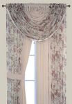 Sapphire Home Floral Sheer Curtains - 4 Panels Set with Valance, 84" Long, Light Filtering Privacy Voile Window Curtains for Living Room, Bedroom, Kitchen, Dining Room - Floral Rose/Beige