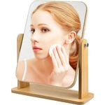 XFLYP 360° Rotation Portable Table Desk Countertop Bathroom Mirrors 22 X 17CM Shaving Make Up Mirror with Stand High Clear Rectangular Mirror Free Standing, Large