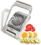 Zoe's Kitchen Good Grip Egg Slicer for Hard Boiled Eggs Heavy Duty Professional Large Aluminum Egg Slicer with Stainless Steel Wires Kitchen Aid Egg, Strawberry Slicer Hard Boiled Egg Cutter (Silver)