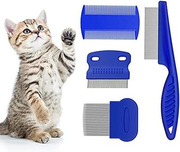 4 Pezzi Pettine per Pidocchi per Gatti Cane, Pettine Pulci Gatto a Denti Fini , Strumento per Pulisci Pidocchi/Grovigli/Nodi/Crosta/Sporcizia