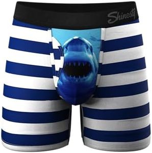 Shinesty Hammock Support Mens Boxer Briefs with Pouch | Mens Underwear with Fly | US Small Shark