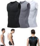 Menionic Tourmaline PostureCorrector Vest, Version Ionic Shaping Vest, Back Posture Corrector for Men (3Pcs, L)