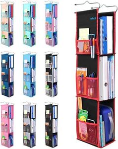 ABRA® 3 Shelf Hanging Locker Organizer for School, Gym, Work, Storage | Deep Shelves 6.5”x 9”| Eco-Friendly Fabric Healthy for Children | Adjustable School Locker Shelf from 3 to 2 Shelves (Black/Red)