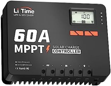 LiTime 60 Amp MPPT 12V/24V/36V/48V/Auto DC Input Solar Charge Controller is Equipped a Built- in Bluetooth Module, with Parameter Adjustable LCD Display LED Indicators Solar Panel