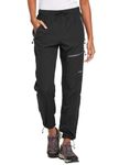 BALEAF Women's 29'' Hiking Cargo Pants Outdoor Lightweight Capris Water Resistant UPF 50 Zipper Pockets Black Size S