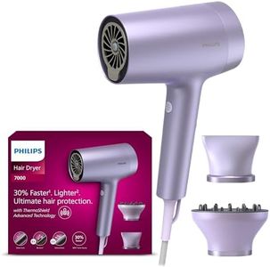 Philips Hair Dryer 7000 Series, ThermoShield Advanced Technology, Mineral and Water Ionic, with Nozzle and Hair Diffuser, 1800W, Model BHD720/13
