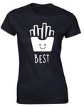 Hippowarehouse Fries Best Friend Womens Fitted Short Sleeve t-Shirt (Specific Size Guide in Description) Black