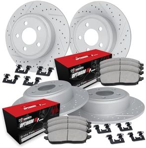 R1 Concepts Front and Rear Brake Kit For 2012-2017 Jeep Grand Cherokee| Drilled Slotted Brake Rotors| Optimum OEP Brake Pads and Rotors Kit
