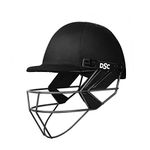 DSC Fort 44 Lite Ti. Cricket Helmet for Mens, Adjustable Titanium Grill and Back Support Strap, Size : Medium, Color : Black