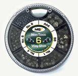 NGT 6 Way Dispenser - Non Toxic Fishing Split Shot - AAA, BB, 1,4,6,8