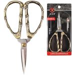 BambooMN Brand - Stainless-Steel Craft Embroidery Scissors w/ Decorative Cast Handles - Extra Large