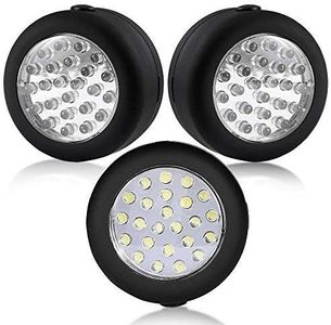 Cade 24 LED Round Magnetic Work Light Torch with Integral Hanging Hook and Magnet Set,Pack of 3(Black)