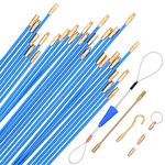 30 Feet Fiberglass Fish Tape Cable Rods, Electrical Wire Running Pull/Push Kit With Hook And Hole Kit In Transparent Tube