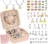 Hysagtek Jewellery Making Kit Girl Bracelet Making Kit 66 Pcs DIY Girls Charm Bracelet Making Kit Charm Bracelets for Girls Beads Necklace kit Jewelry Making Charm Pendants Craft with Box, Rainbow