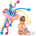 hahaland Montessori Toys - Silicone Pull String Baby Sensory Toys for Toddlers - Baby Toys 18-24 Months - Toddler Travel Toys for 1 Year Old Girl Gifts