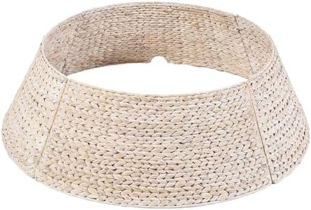 Best Choice Products 42in Christmas Tree Collar, Woven Hyacinth 4-Piece Holiday Rattan Tree Skirt Accessory for Home w/Cord Cut-Out - Washed White