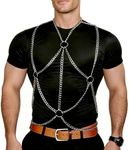 Men's Chest Belt Chain Body Costume Adjustable Goth Body Suit Fashion Mens Rave Outfit for Cosplay Festival Party Stage Performance C140