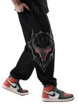 ComicSense.xyz Unisex Berserk Anime Joggers for Men and Women, Cursed Printed Anime Baggy Fit Track Pants - Large Black