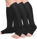 Refeel Open Toe Compression Socks for Women & Men Wide Calf, 15-20mmHg Toeless Knee High Stockings for Circulation Support