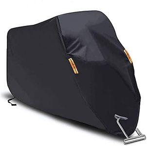 SEAZEN Motorcycle Cover Waterproof Outdoor, 5 Layer Heavy Duty Motorcycles Vehicle Cover Dustproof UV Protection with Night Reflective Straps and Lock-Holes (Motorcycle-XXL UP to 114")