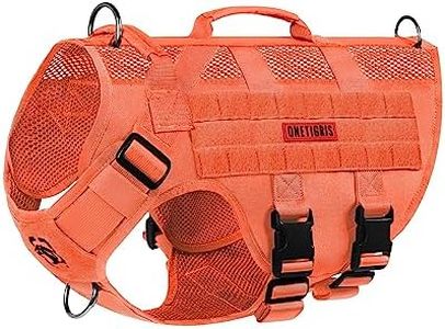 OneTigris Mesh Design Tactical No Pull Dog Harness for Large Dog, Breathable Service Dog Vest Harness with Handle, Military Dog Harness with Molle Panels for Walking Hiking Training (Orange, M)