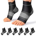PAPLUS Plantar Fasciitis Sock (6 Pairs) for Men and Women, Compression Foot Sleeves with Arch and Ankle Support, Black, X-Large