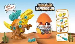 Love Toys New Premium Dinosaur Toys for Kids Big Size, Dinosaur Action Figures Realistic Gifts for Kids Boys Girls (Dino Egg Building Dismantling Blocks, Orange)