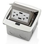 Leviton PFUS2-BN, Brushed Nickel Pop-Up Floor Box with Dual Type A, 3.6 Amp USB Charger, 20Amp Outlet, 20